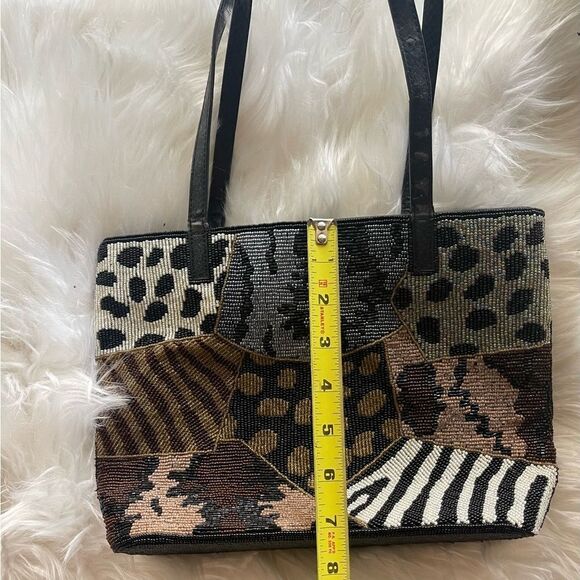 New Coast handbag animal print beaded shoulder purse - Picture 7 of 7